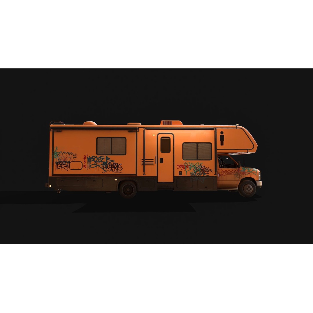 Campervan 3D Model – Low Poly Game Asset with Rigging and PBR Textures - View 12
