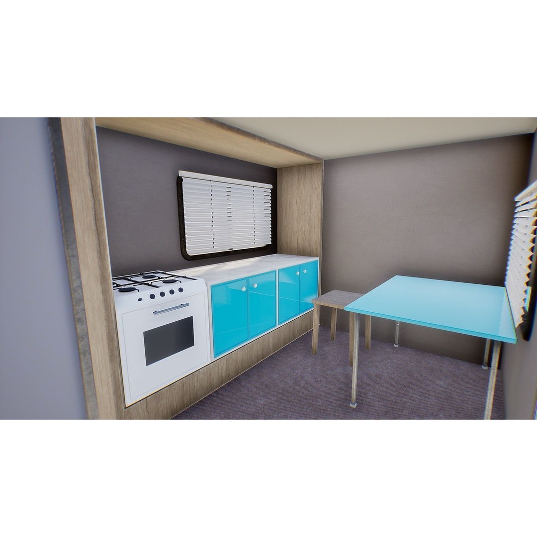 Campervan 3D Model – Low Poly Game Asset with Rigging and PBR Textures - View 14