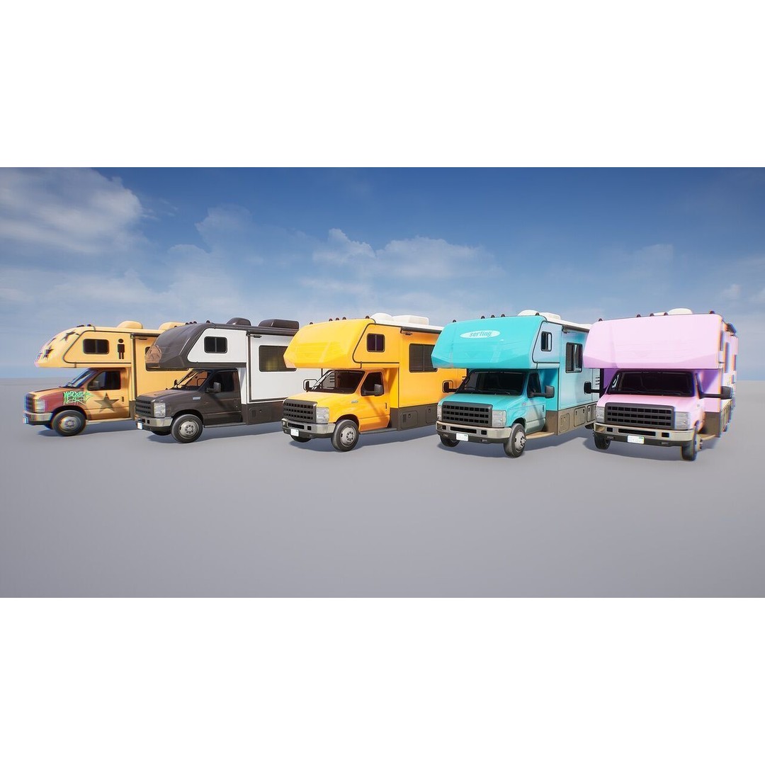 Campervan 3D Model – Low Poly Game Asset with Rigging and PBR Textures - View 15
