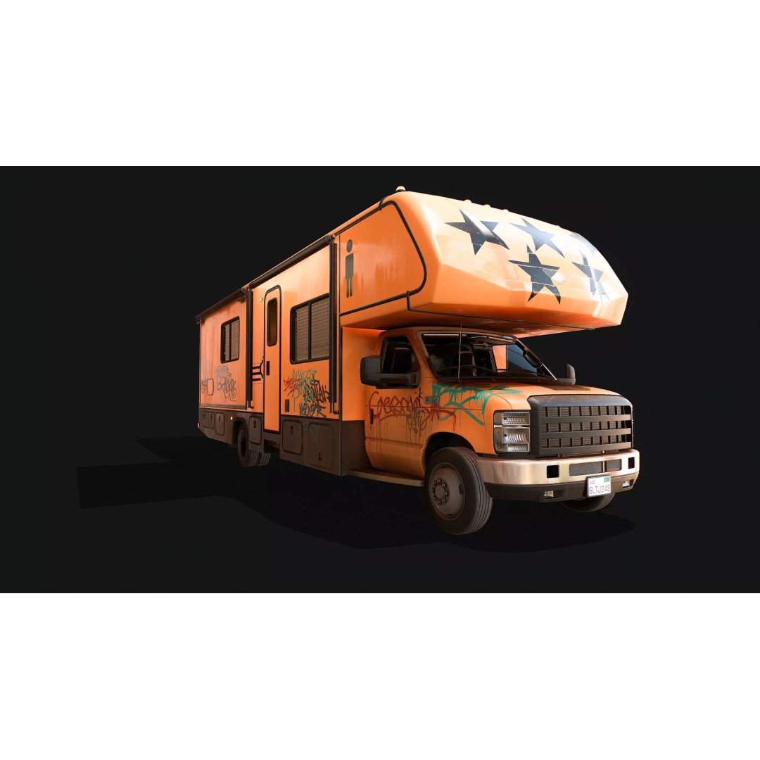Campervan 3D Model – Low Poly Game Asset with Rigging and PBR Textures - View 2