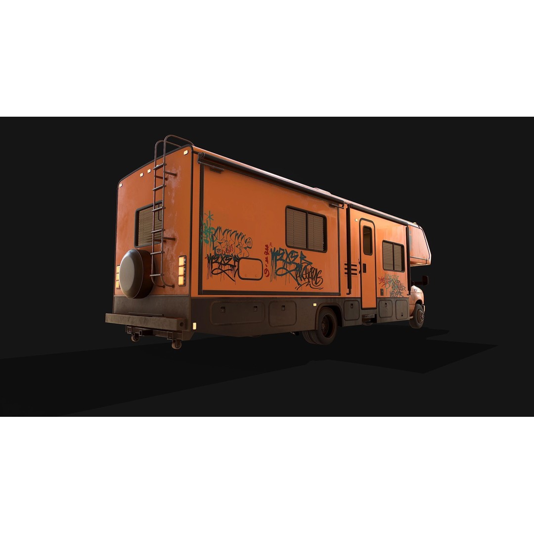 Campervan 3D Model – Low Poly Game Asset with Rigging and PBR Textures - View 4