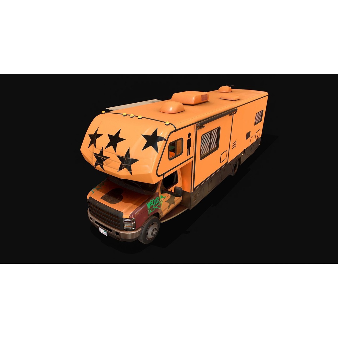 Campervan 3D Model – Low Poly Game Asset with Rigging and PBR Textures - View 7
