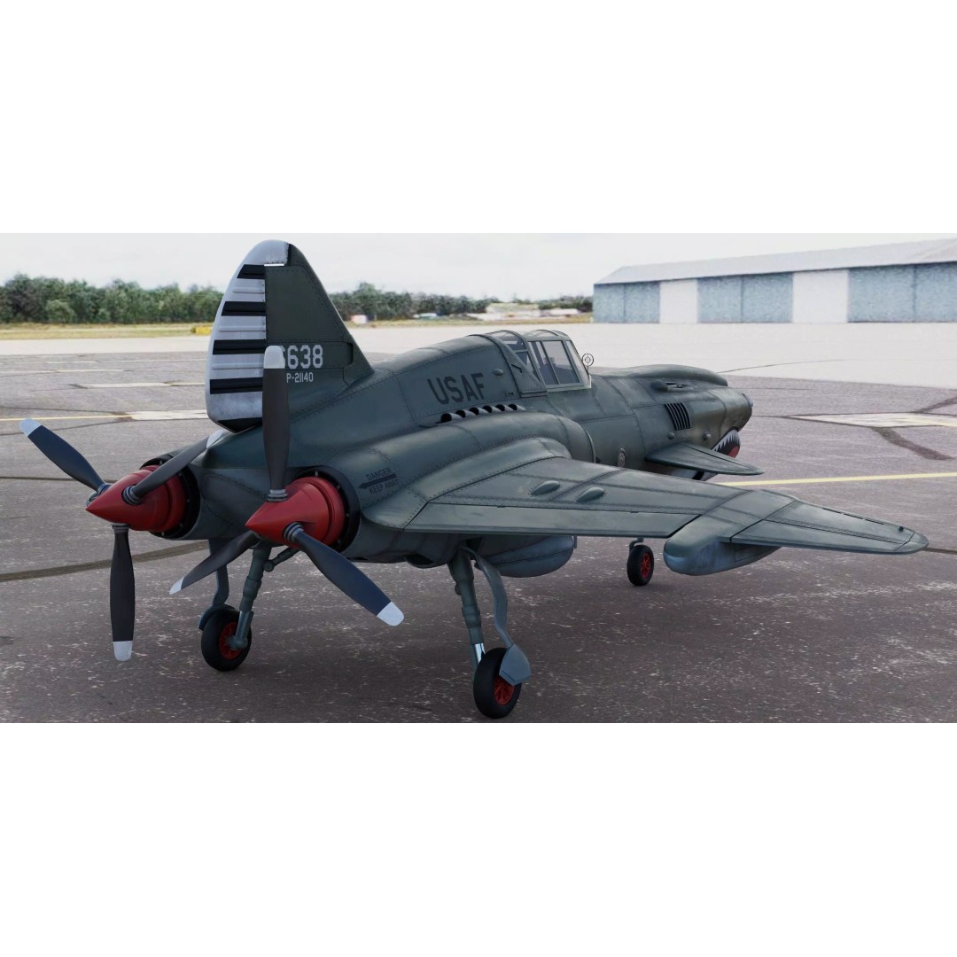 Viper P-40 Fighter Aircraft Concept 3D Model – Cyberpunk Retro Style, FBX - View 3