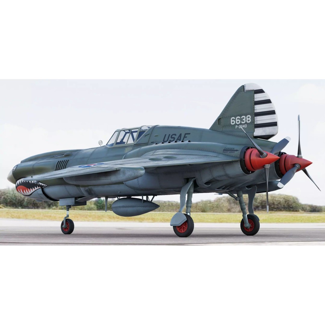 Viper P-40 Fighter Aircraft Concept 3D Model – Cyberpunk Retro Style, FBX - View 7