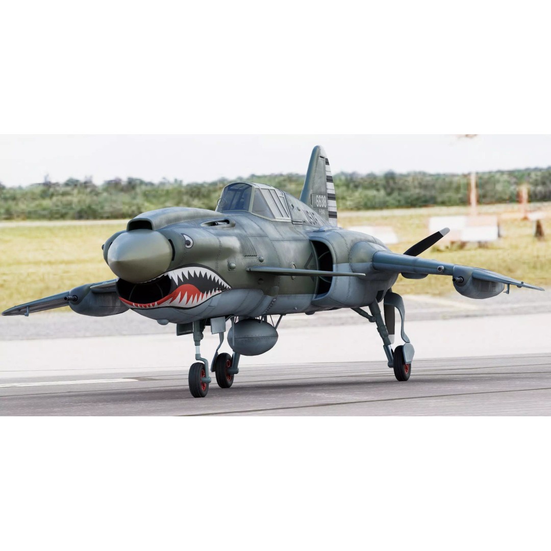 Viper P-40 Fighter Aircraft Concept 3D Model – Cyberpunk Retro Style, FBX - View 9