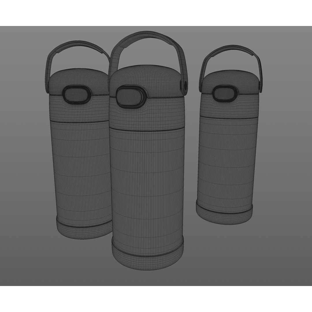Thermos Stainless Steel 3D Model – High Poly Kitchenware, FBX, OBJ