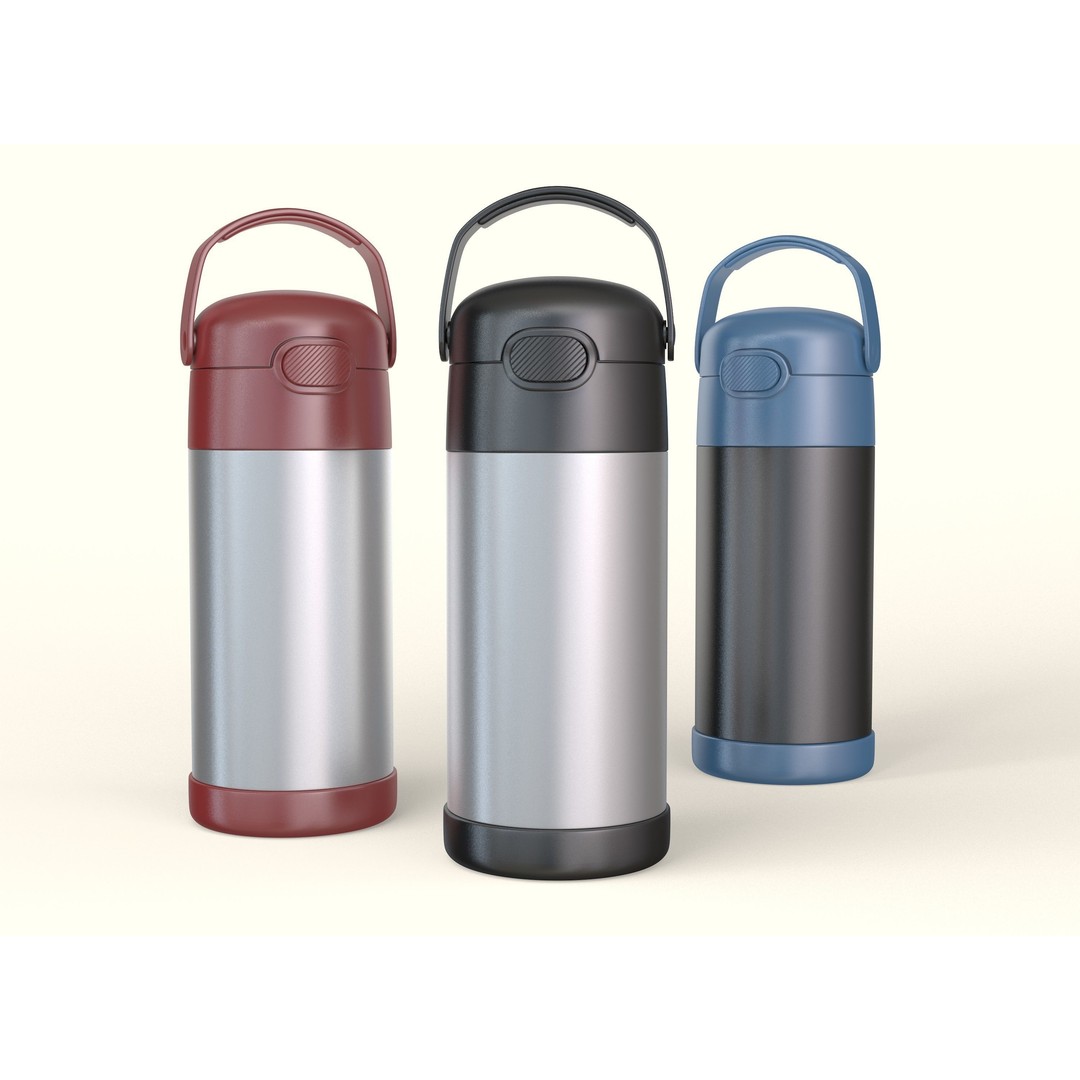 Thermos Stainless Steel 3D Model – High Poly Kitchenware, FBX, OBJ - View 3