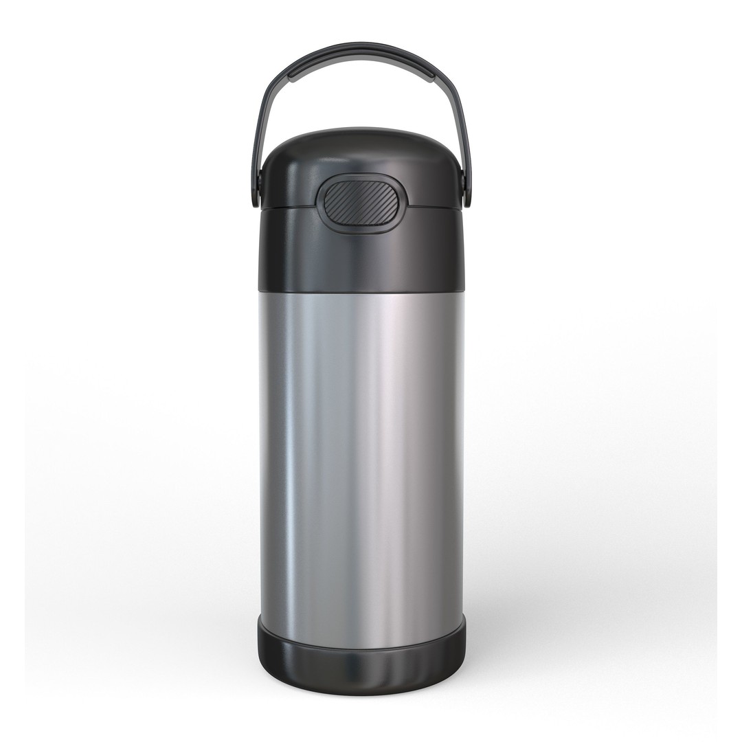Thermos Stainless Steel 3D Model – High Poly Kitchenware, FBX, OBJ - View 4