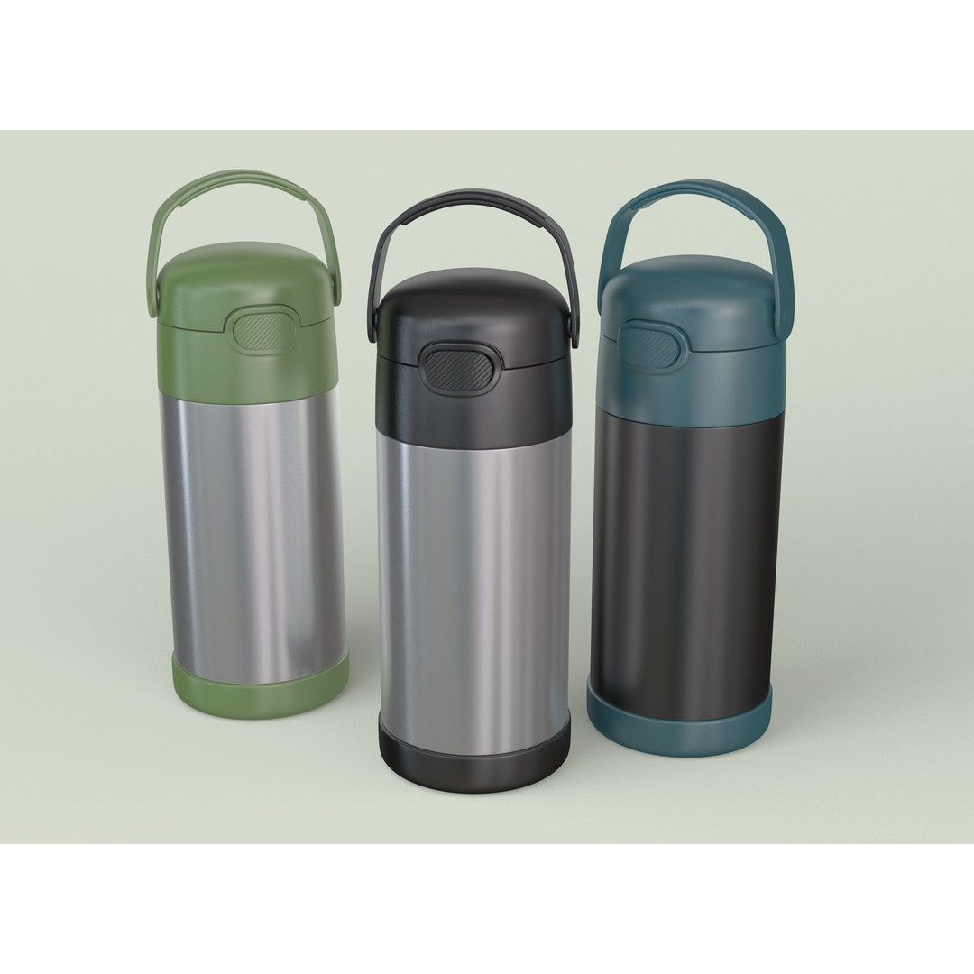 Thermos Stainless Steel 3D Model – High Poly Kitchenware, FBX, OBJ - View 8