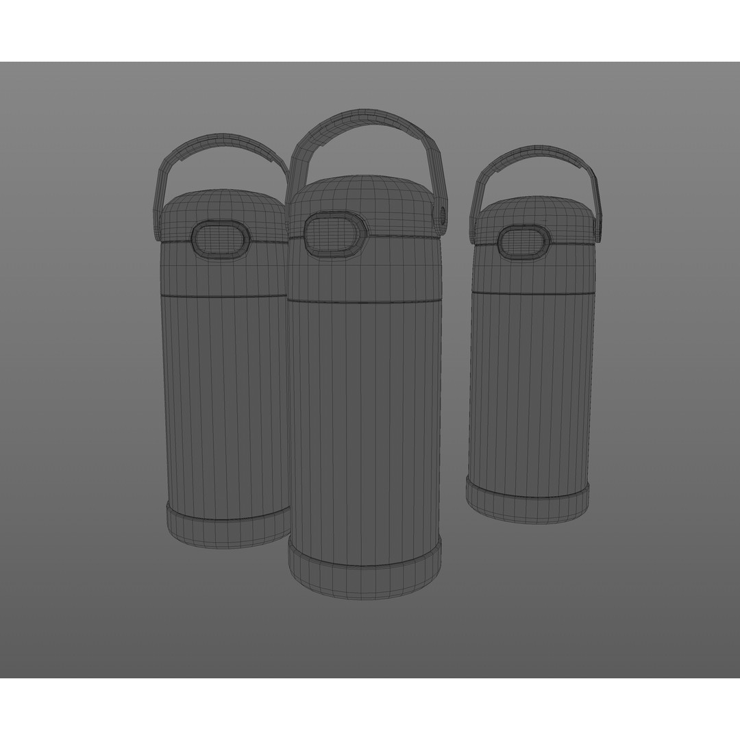 Thermos Stainless Steel 3D Model – High Poly Kitchenware, FBX, OBJ - View 9