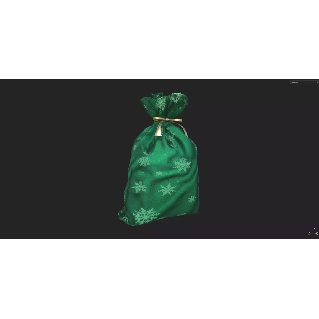 Santa Gift Bag 3D Model – Low Poly PBR Asset for Holiday Renders