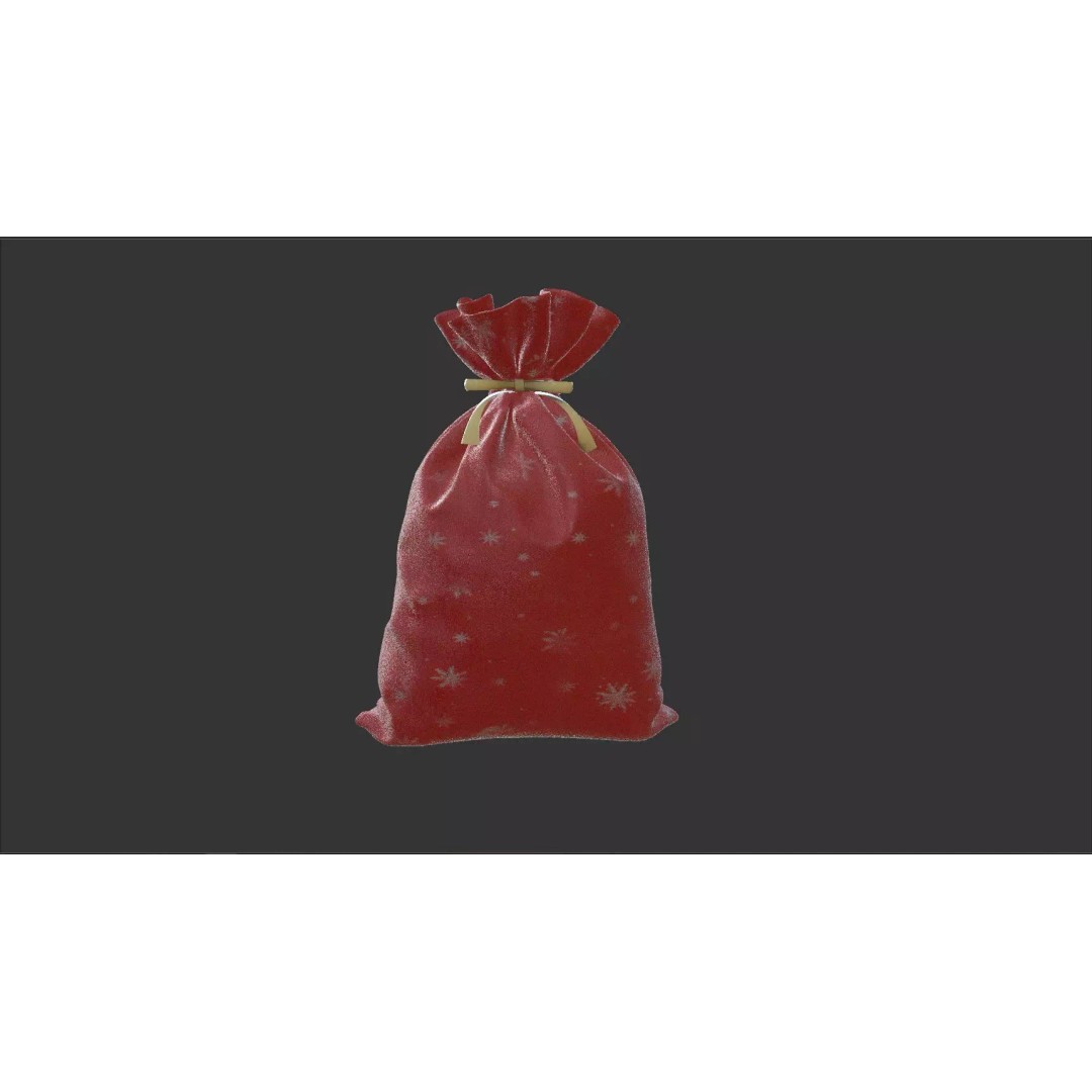 Santa Gift Bag 3D Model – Low Poly PBR Asset for Holiday Renders - View 11