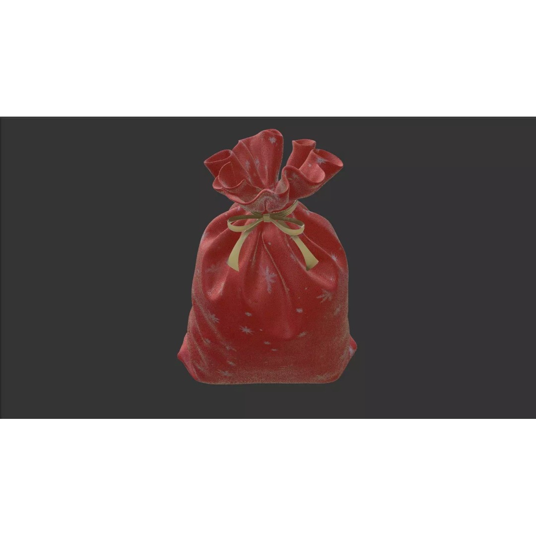 Santa Gift Bag 3D Model – Low Poly PBR Asset for Holiday Renders - View 12