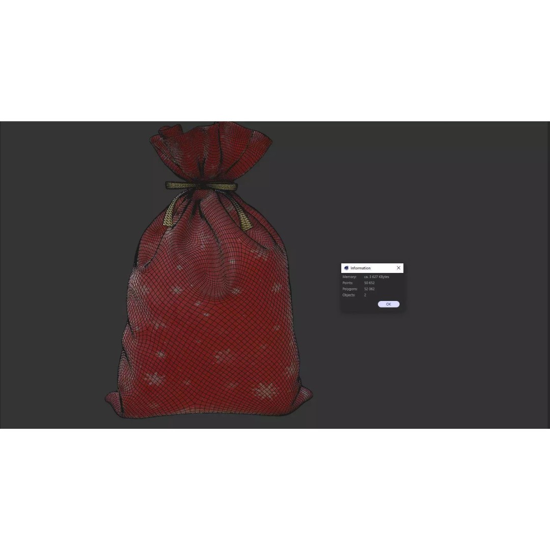 Santa Gift Bag 3D Model – Low Poly PBR Asset for Holiday Renders - View 13