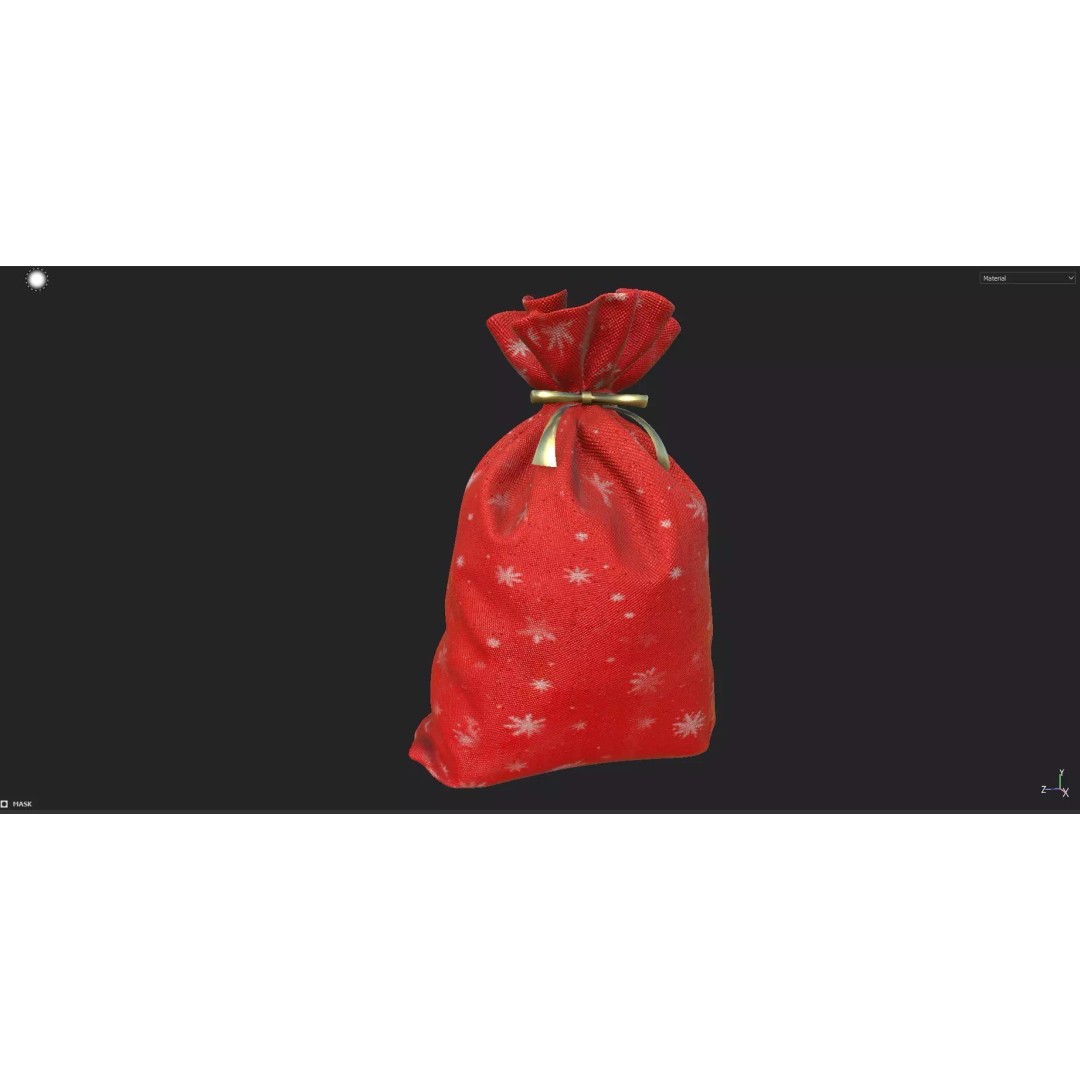 Santa Gift Bag 3D Model – Low Poly PBR Asset for Holiday Renders - View 16