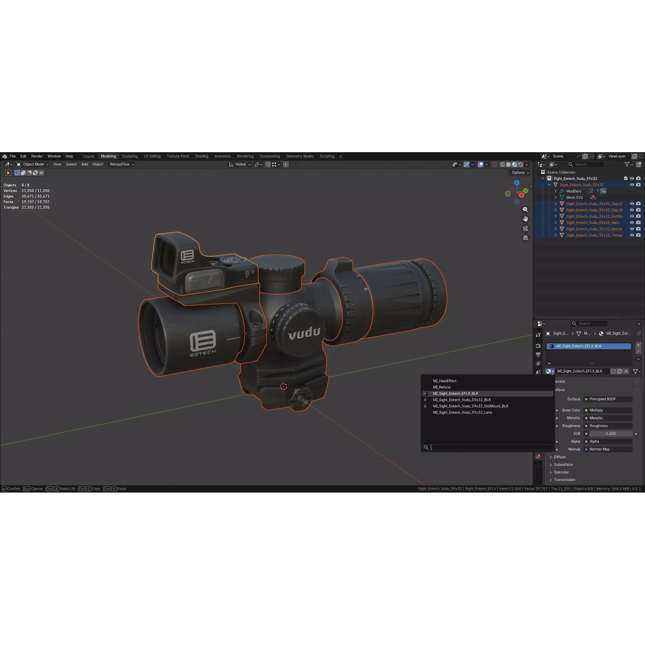 EOTECH VUDU 3-9X32 SFP - Low-Poly Game-Ready 3D Model