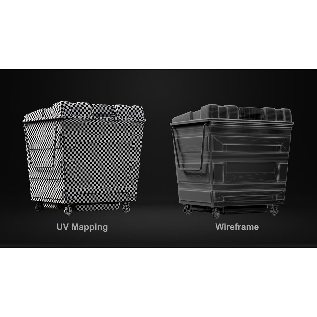Waste Container 3D Model – High-Quality Bin with PBR Textures, FBX/OBJ