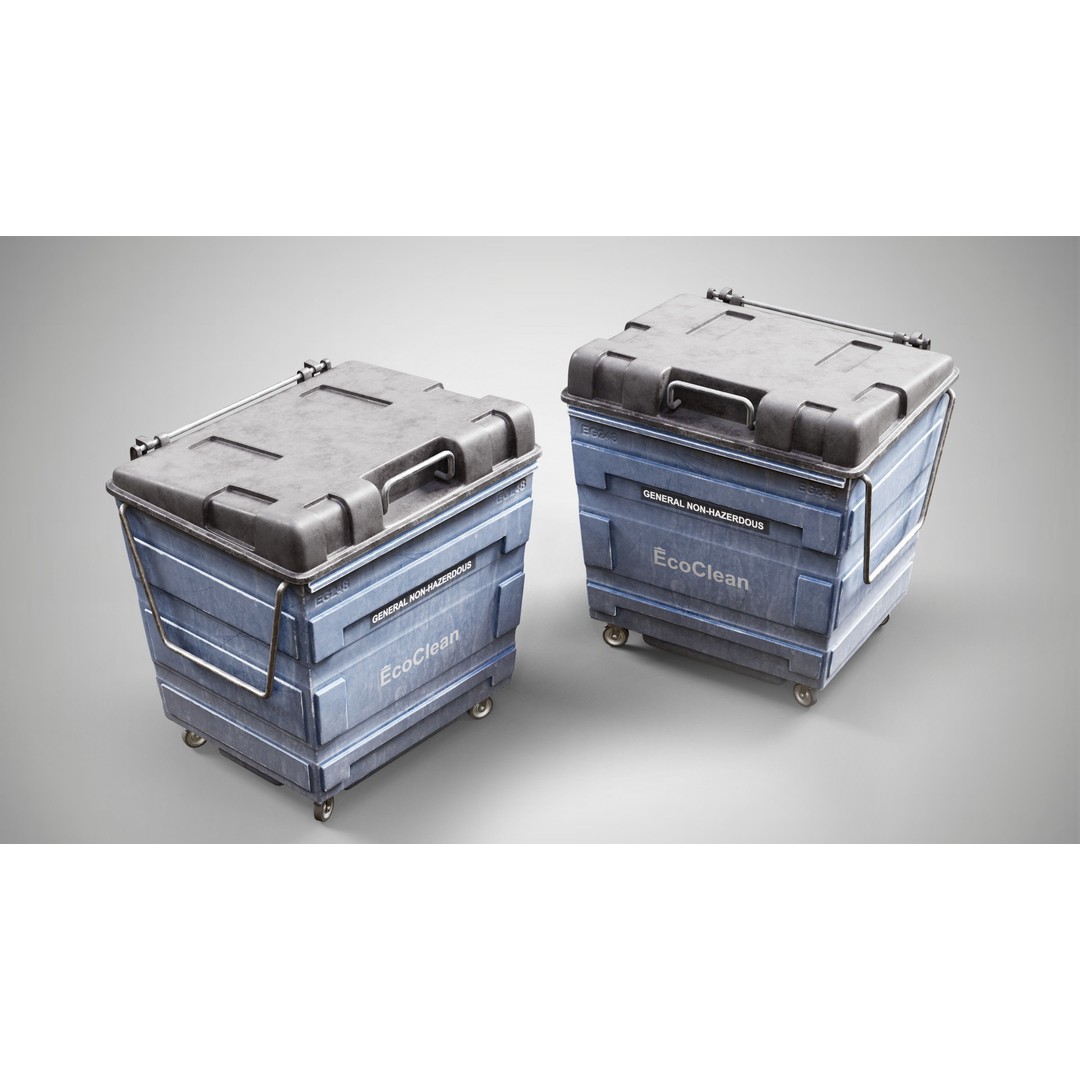 Waste Container 3D Model – High-Quality Bin with PBR Textures, FBX/OBJ - View 3