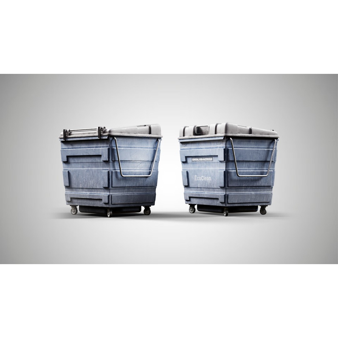 Waste Container 3D Model – High-Quality Bin with PBR Textures, FBX/OBJ - View 5