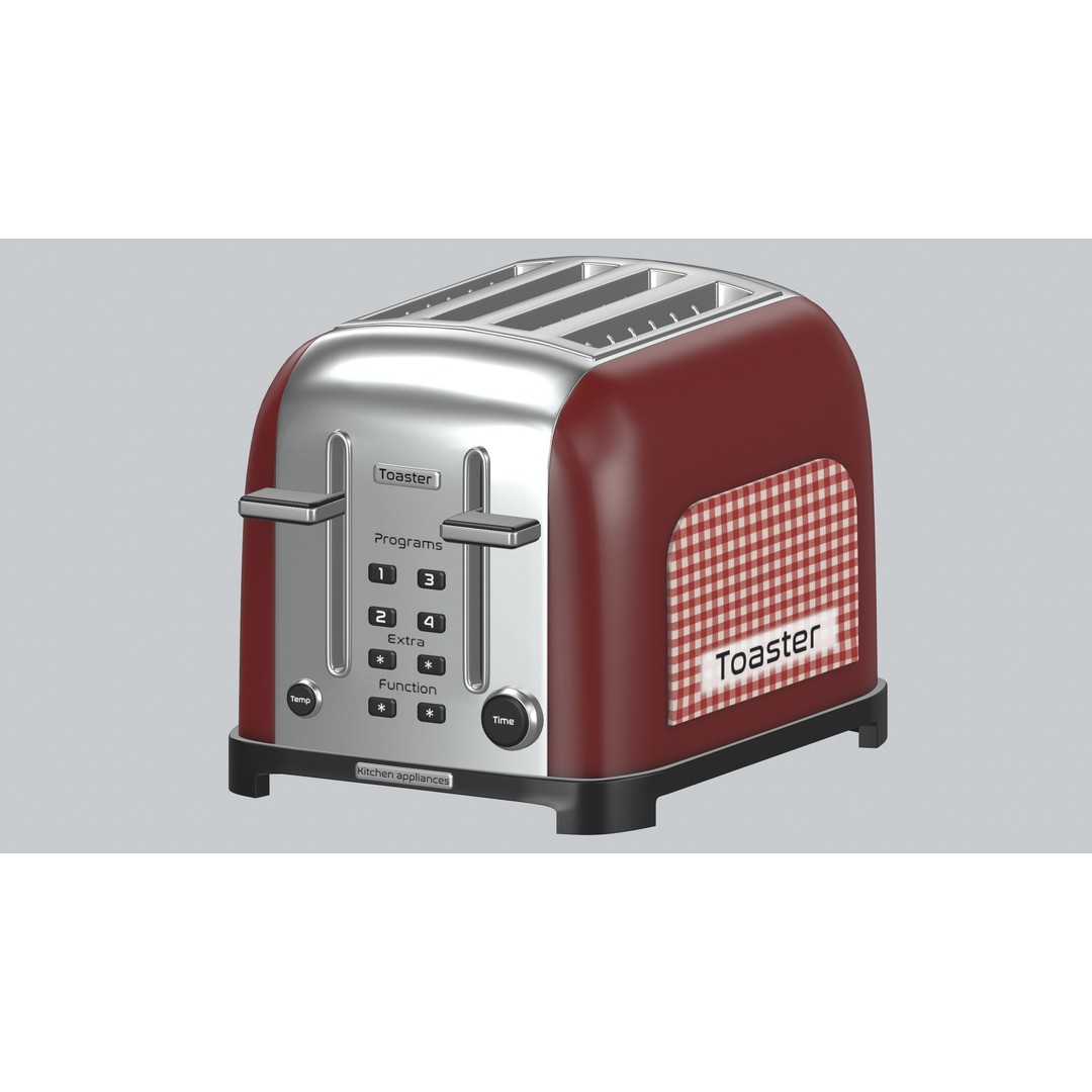 Toaster 3D Model – Low Poly PBR Kitchen Appliance, FBX, OBJ, Blender - View 12