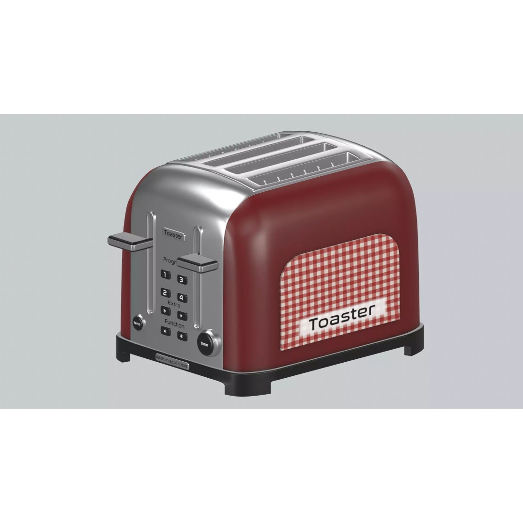 Toaster 3D Model – Low Poly PBR Kitchen Appliance, FBX, OBJ, Blender - View 2