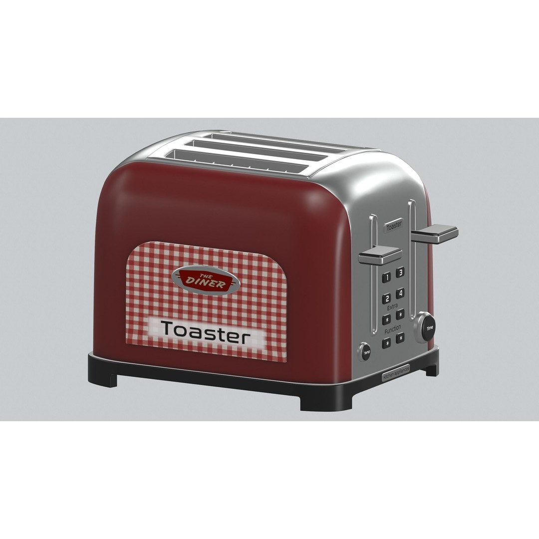 Toaster 3D Model – Low Poly PBR Kitchen Appliance, FBX, OBJ, Blender - View 4