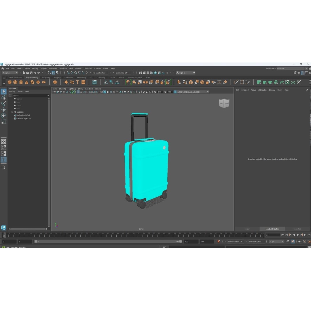 Trolley Suitcase 3D Model – Low Poly Luggage Asset, FBX, OBJ, Blender