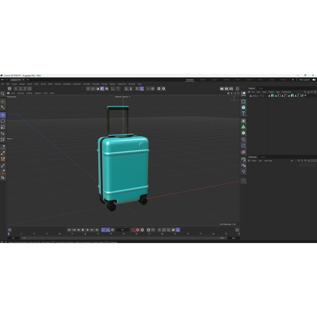 Trolley Suitcase 3D Model – Low Poly Luggage Asset, FBX, OBJ, Blender - View 22