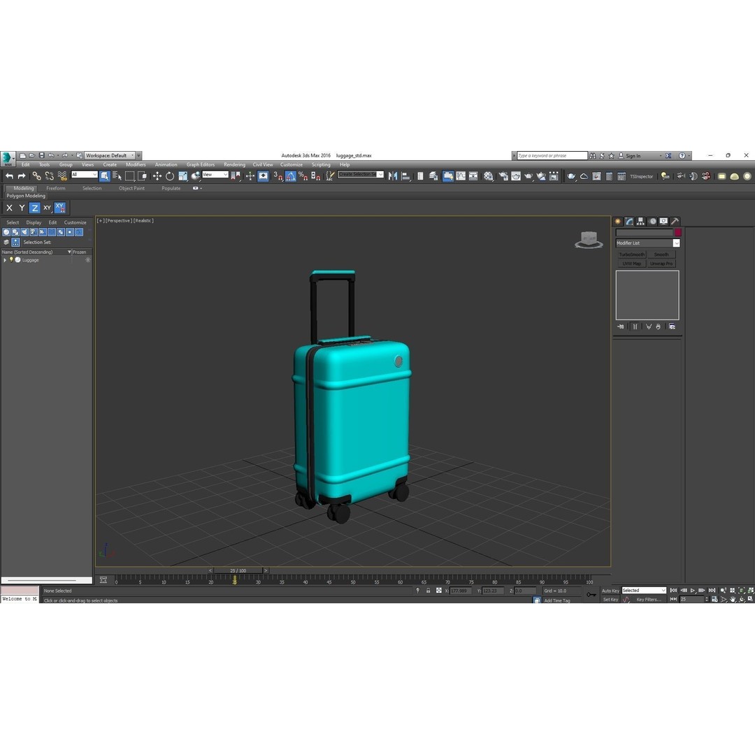 Trolley Suitcase 3D Model – Low Poly Luggage Asset, FBX, OBJ, Blender - View 25