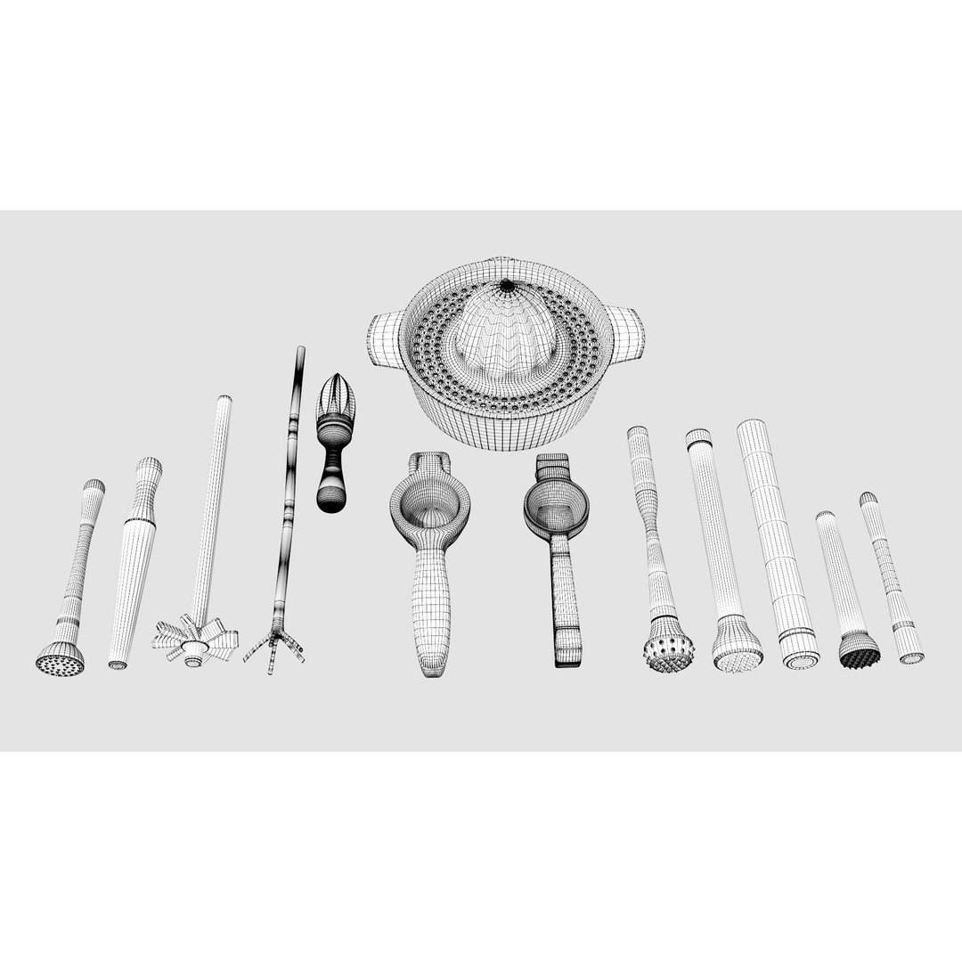 Bartender Tools Set 3D Model – PBR Kitchenware Asset, FBX, OBJ, Blender - View 4