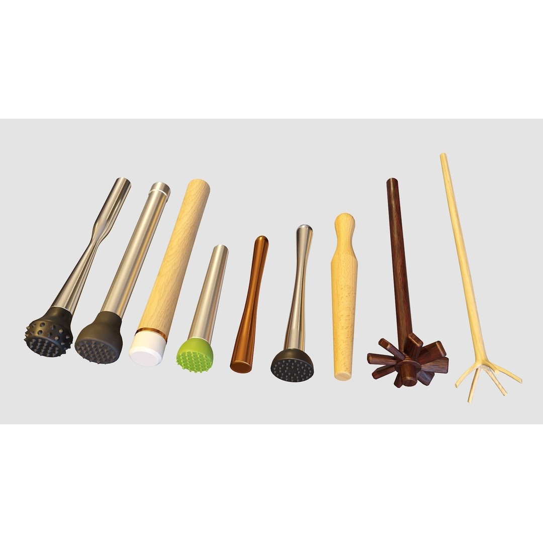 Bartender Tools Set 3D Model – PBR Kitchenware Asset, FBX, OBJ, Blender - View 6