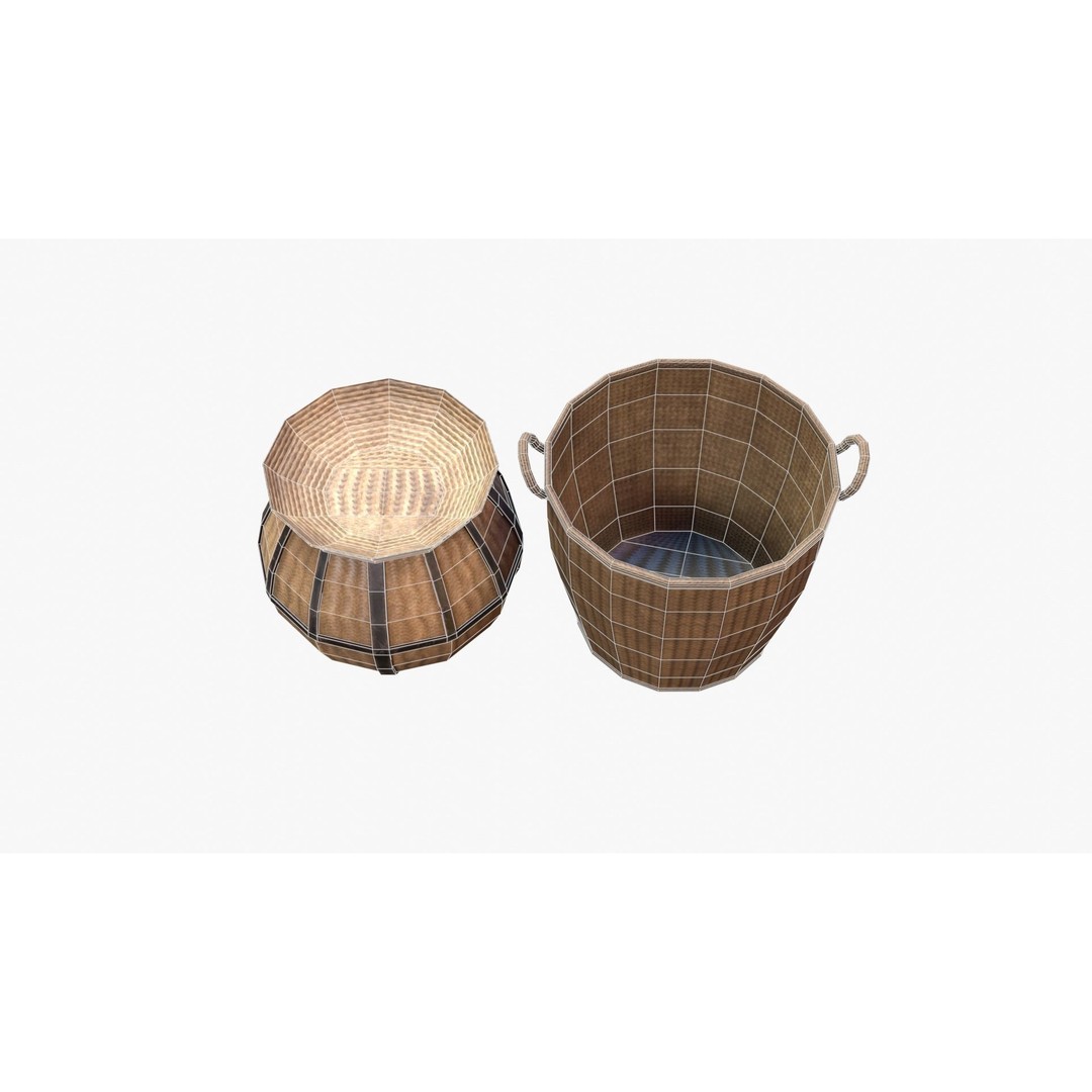 Basket 3D Model – Low Poly PBR Game Asset, FBX, OBJ, Blender