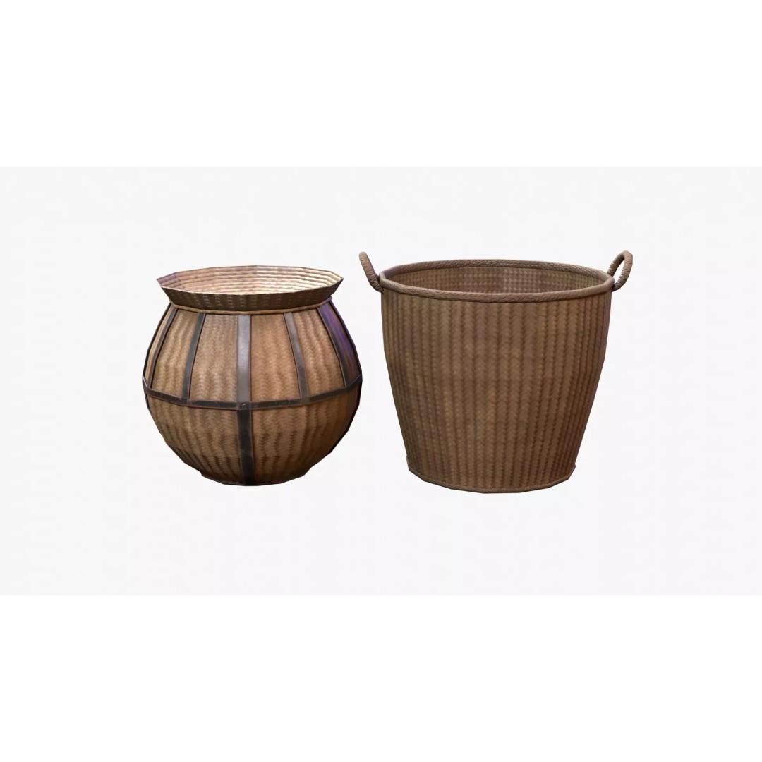 Basket 3D Model – Low Poly PBR Game Asset, FBX, OBJ, Blender - View 2
