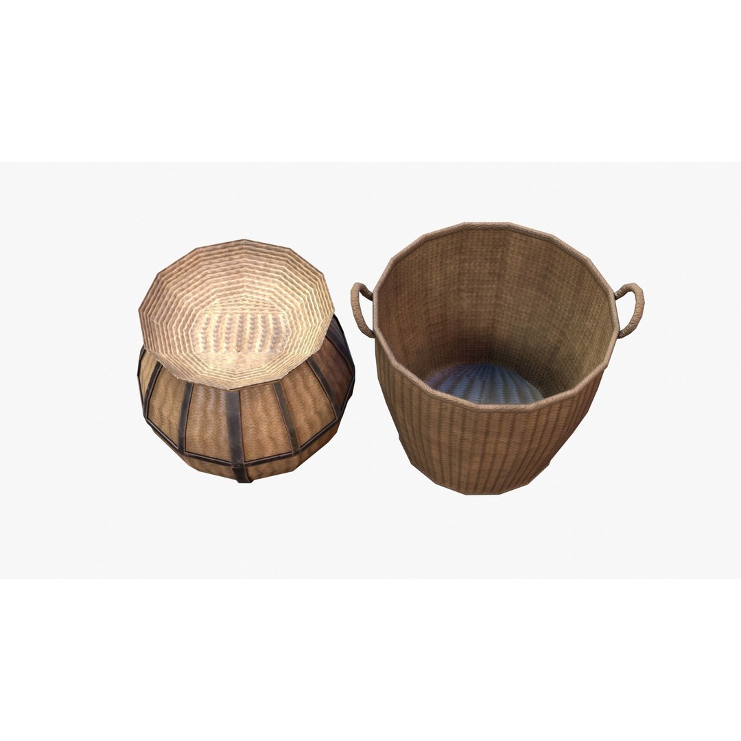 Basket 3D Model – Low Poly PBR Game Asset, FBX, OBJ, Blender - View 3