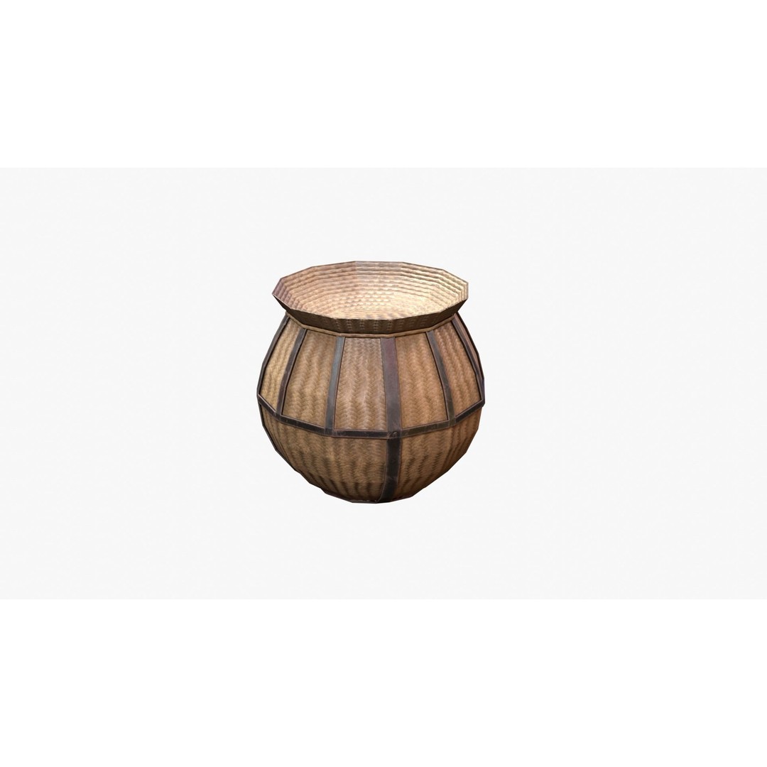 Basket 3D Model – Low Poly PBR Game Asset, FBX, OBJ, Blender - View 4