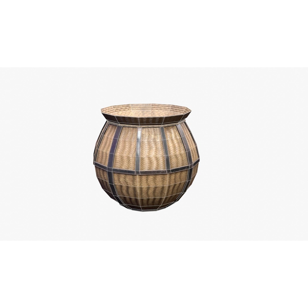 Basket 3D Model – Low Poly PBR Game Asset, FBX, OBJ, Blender - View 6