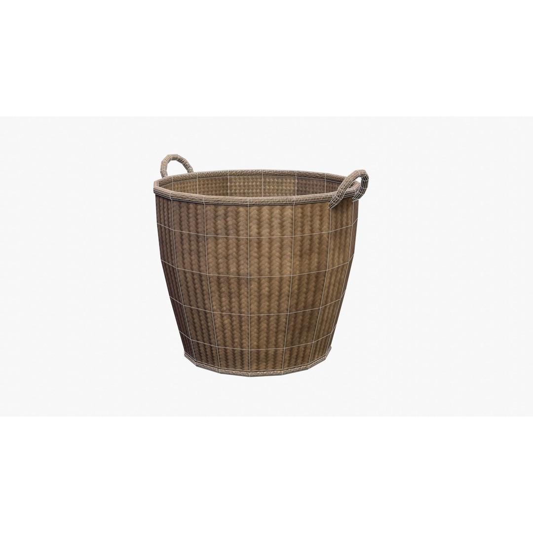Basket 3D Model – Low Poly PBR Game Asset, FBX, OBJ, Blender - View 7