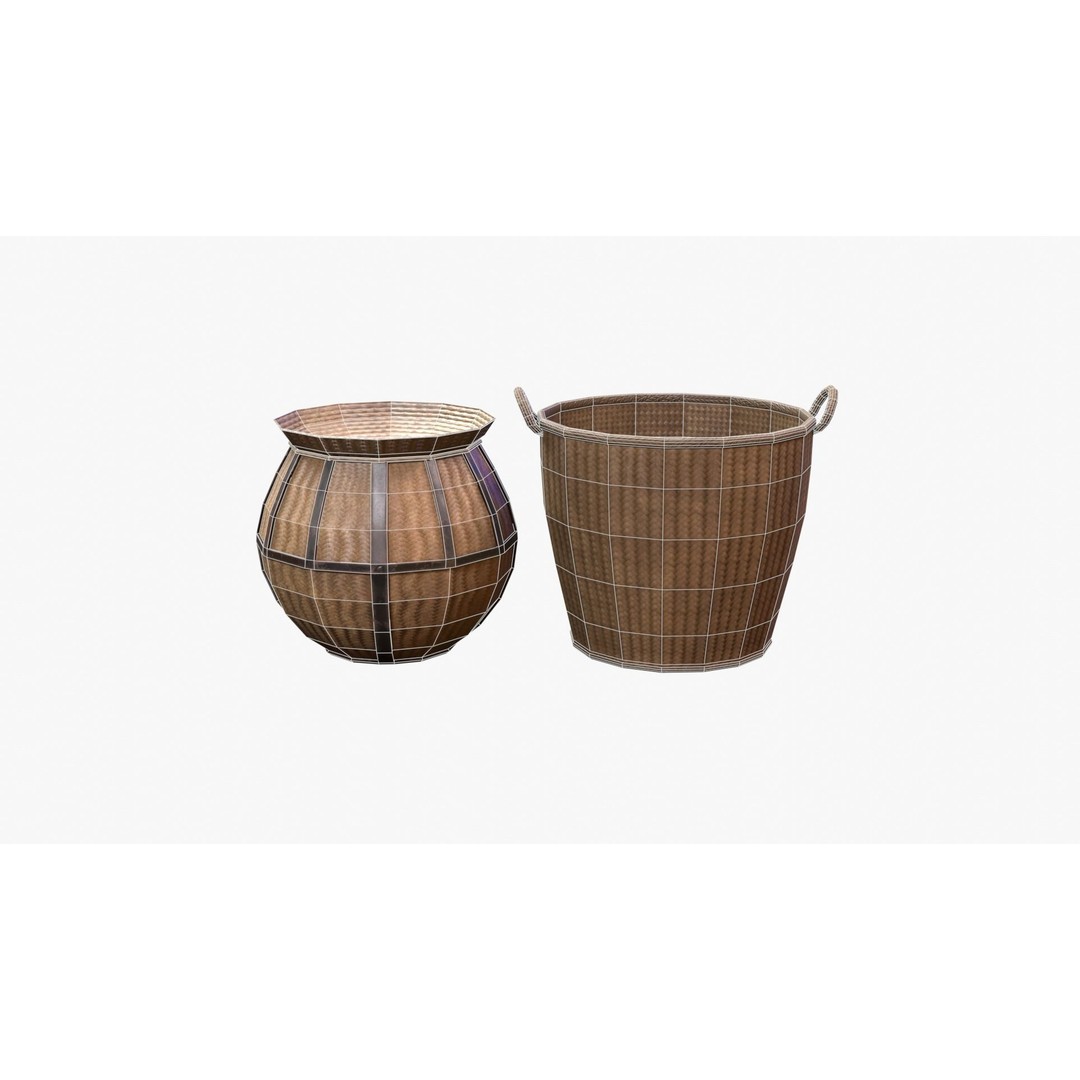 Basket 3D Model – Low Poly PBR Game Asset, FBX, OBJ, Blender - View 8