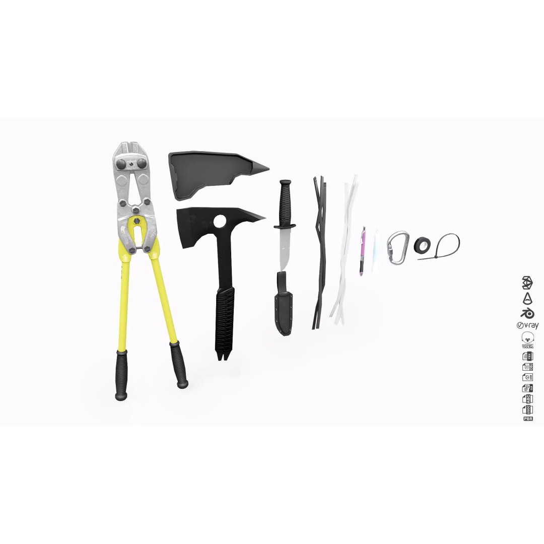 Tools Equipment Gear 3D Model – Low Poly PBR Asset for VR/AR - View 3