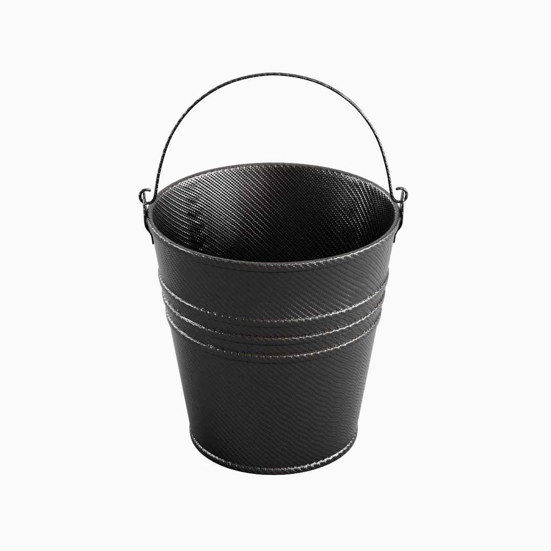 Steel Bucket Set 3D Model – Mid Poly PBR Textured Asset, FBX, Blender - View 12