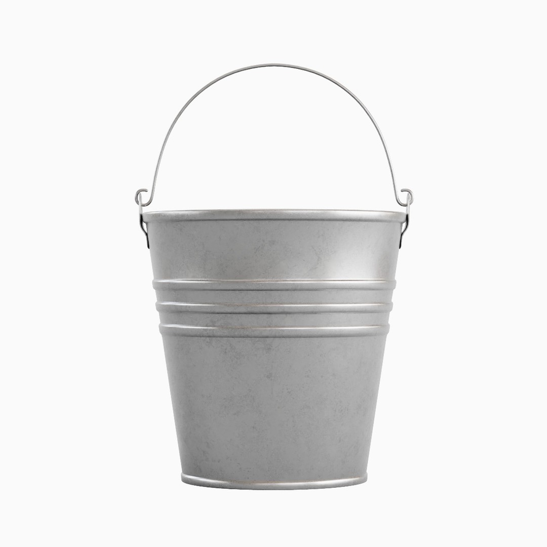 Steel Bucket Set 3D Model – Mid Poly PBR Textured Asset, FBX, Blender - View 15