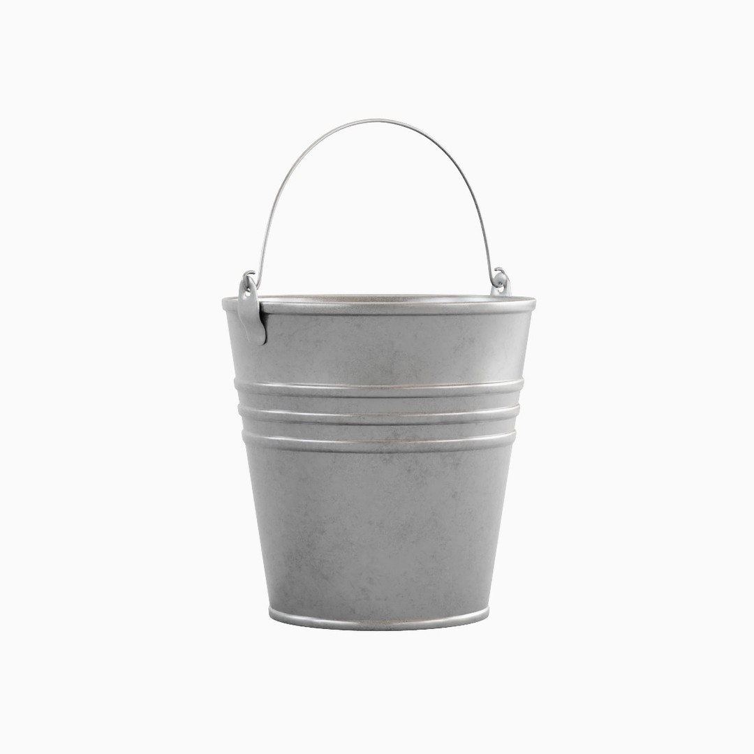 Steel Bucket Set 3D Model – Mid Poly PBR Textured Asset, FBX, Blender - View 16