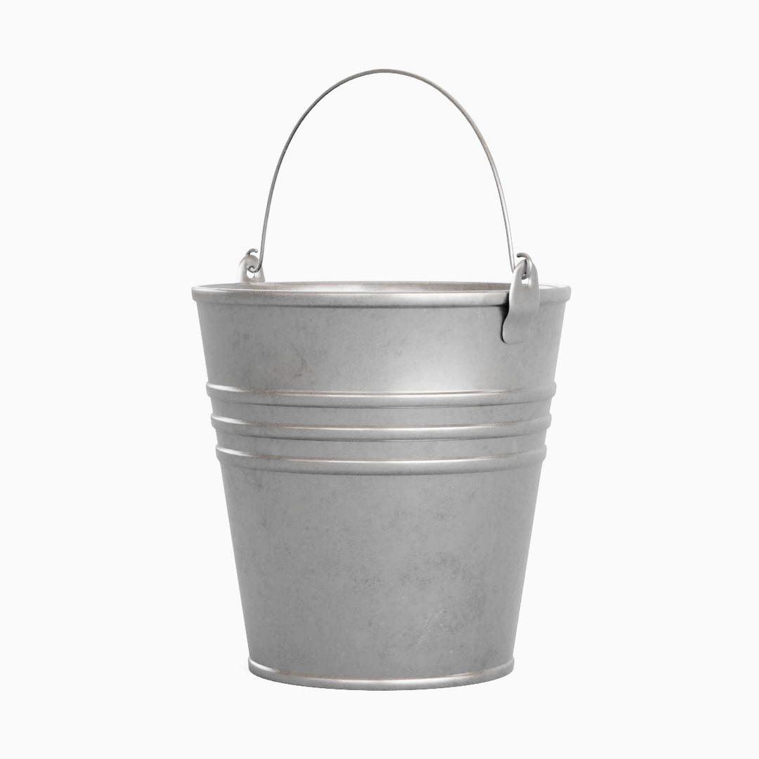 Steel Bucket Set 3D Model – Mid Poly PBR Textured Asset, FBX, Blender - View 17