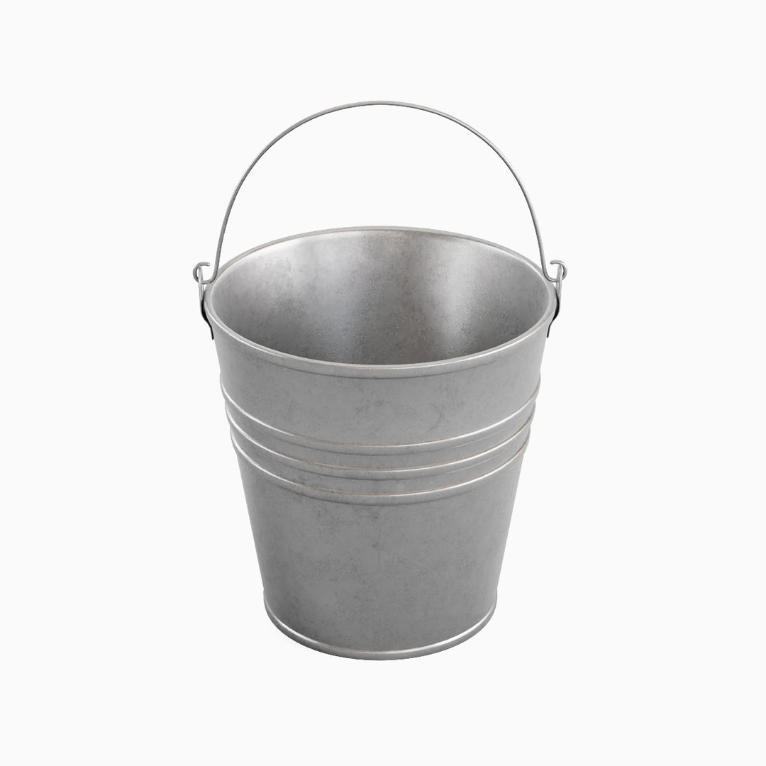 Steel Bucket Set 3D Model – Mid Poly PBR Textured Asset, FBX, Blender - View 18