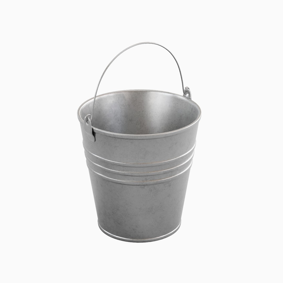 Steel Bucket Set 3D Model – Mid Poly PBR Textured Asset, FBX, Blender - View 19