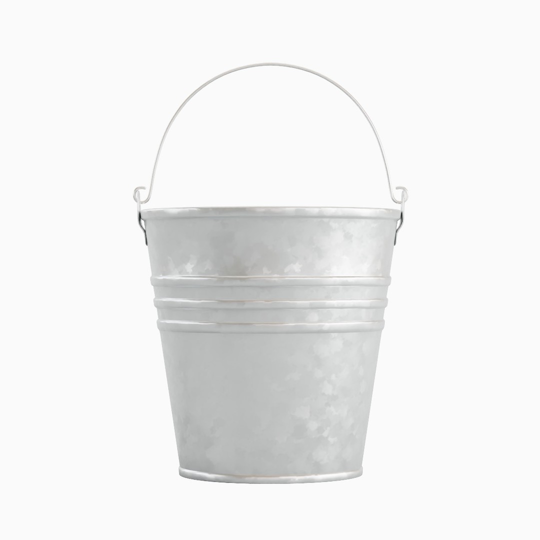 Steel Bucket Set 3D Model – Mid Poly PBR Textured Asset, FBX, Blender - View 21