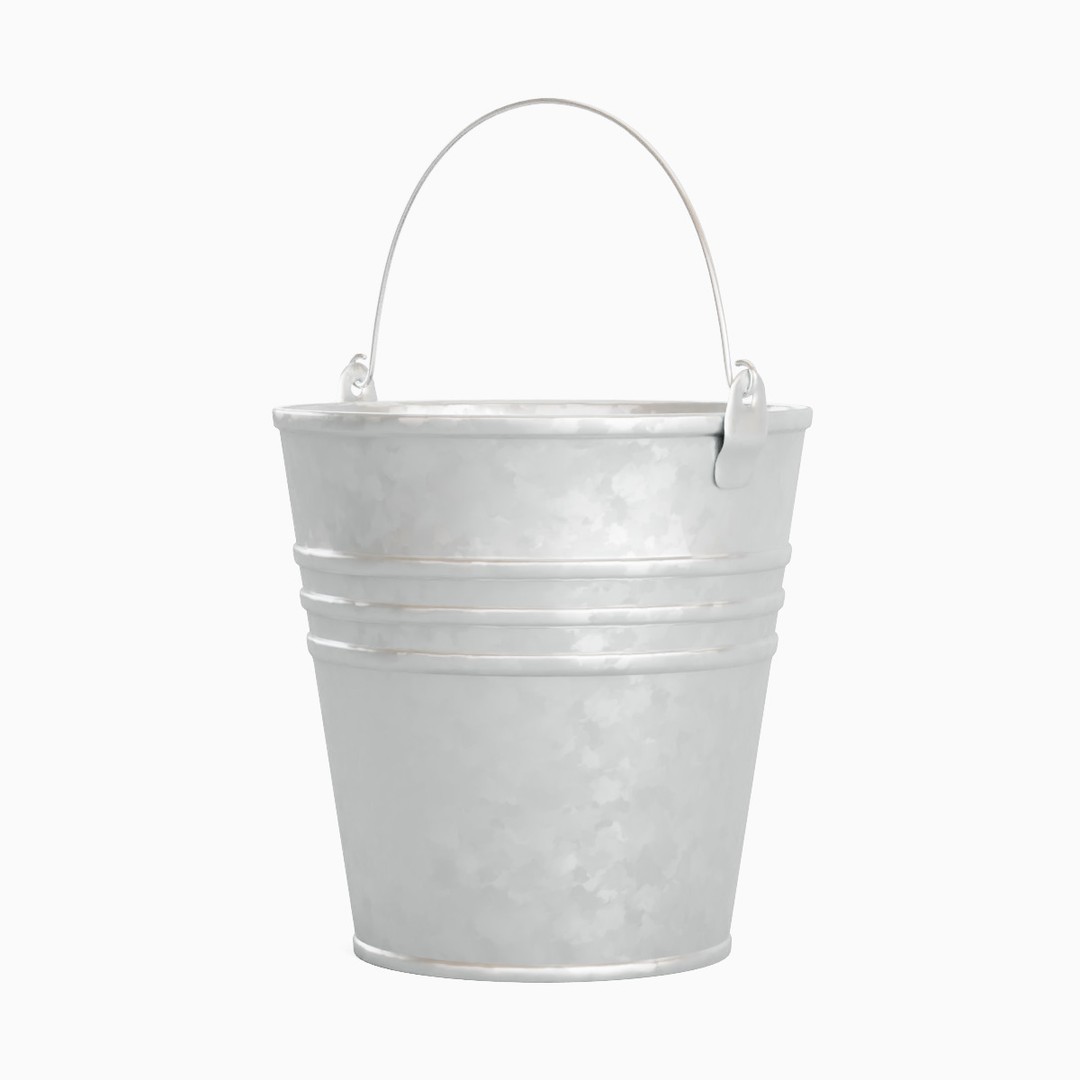 Steel Bucket Set 3D Model – Mid Poly PBR Textured Asset, FBX, Blender - View 23