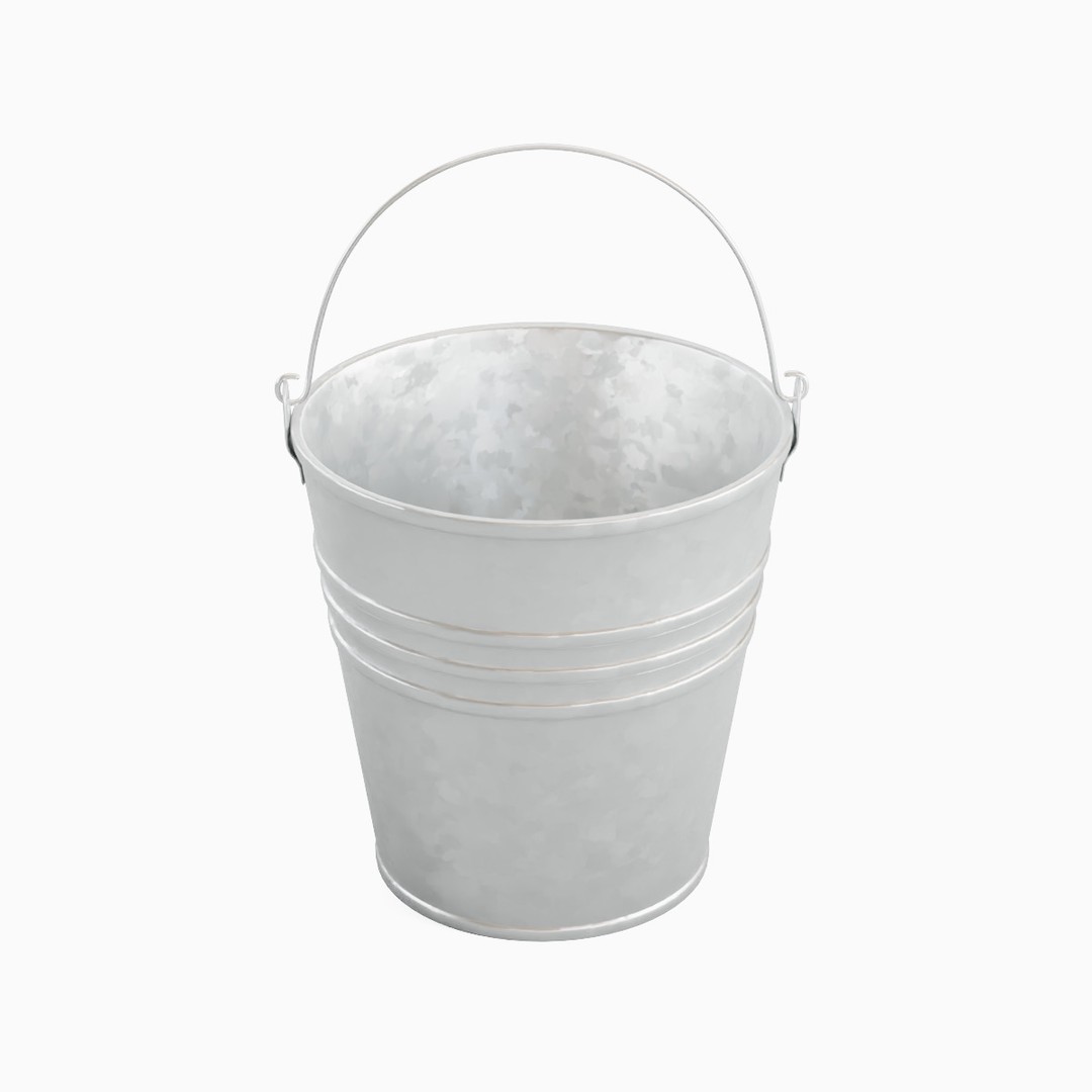 Steel Bucket Set 3D Model – Mid Poly PBR Textured Asset, FBX, Blender - View 24