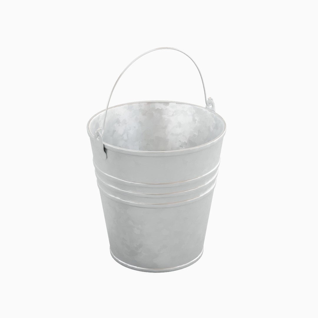 Steel Bucket Set 3D Model – Mid Poly PBR Textured Asset, FBX, Blender - View 25