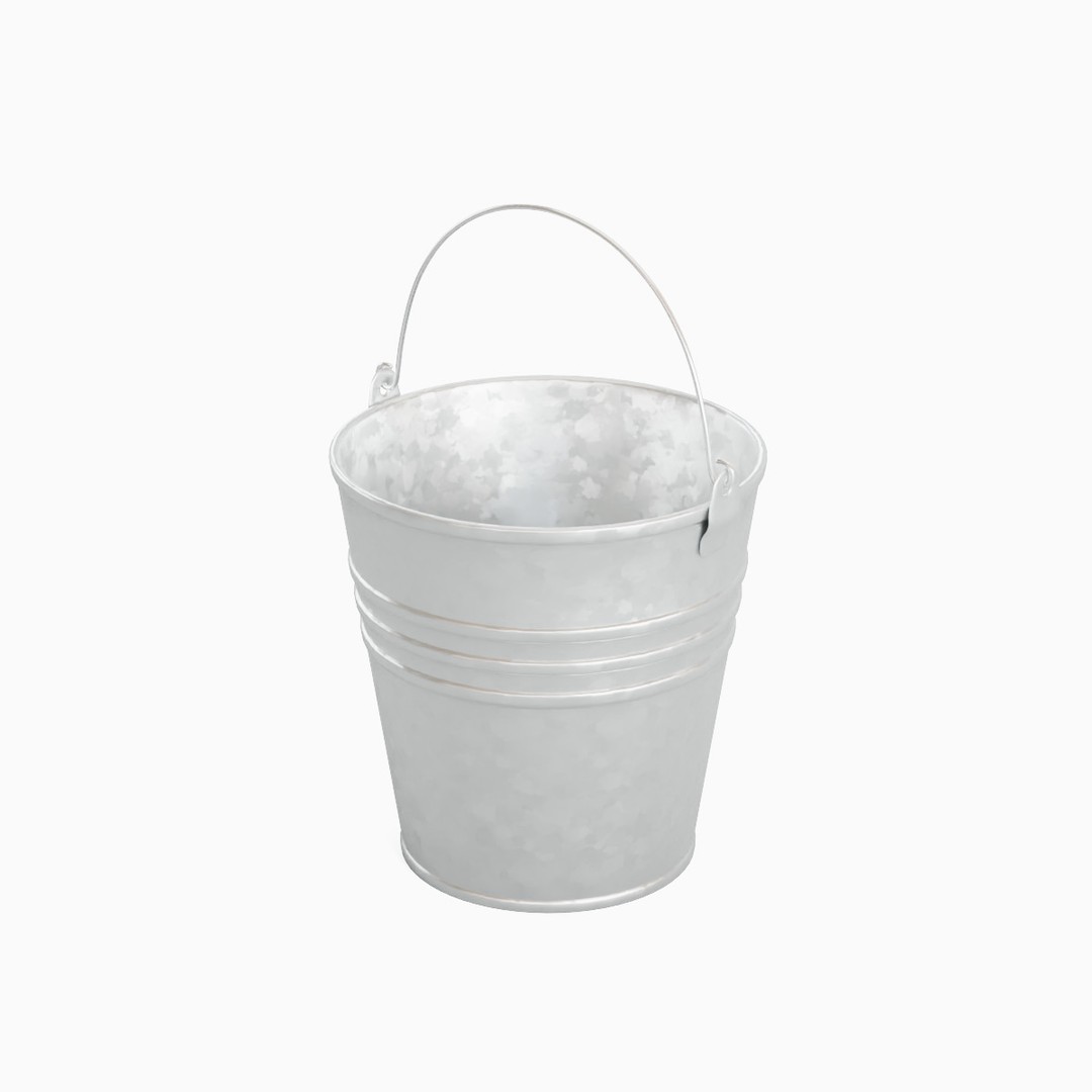 Steel Bucket Set 3D Model – Mid Poly PBR Textured Asset, FBX, Blender - View 26